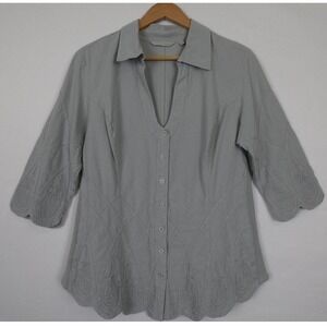 Soft Surroundings Womens Top Size Medium Gray‎ Boho Coastal Cottagecore